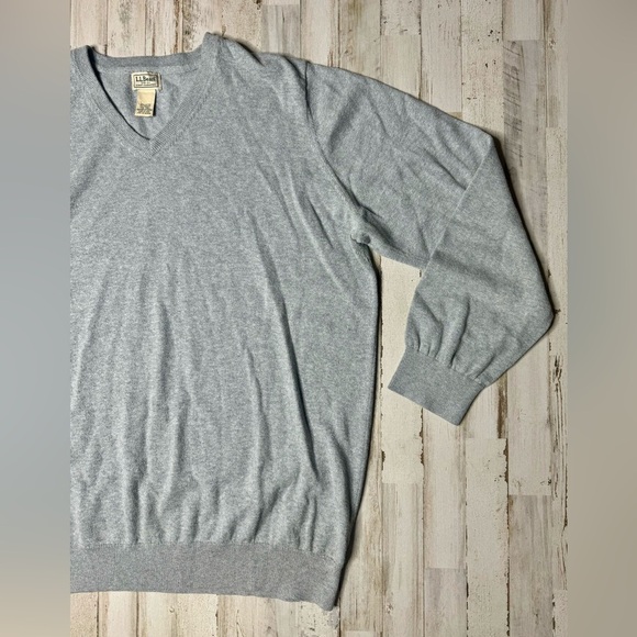 LL Bean Sweater Mens XXLT Gray V Neck Cotton Cashmere Blend Preppy Golf EUC - Picture 2 of 13